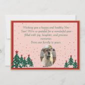 ピンク、グリーン、レッド、ゴールドのモダンなウェディングクリスマスカード シーズンカード (裏面)