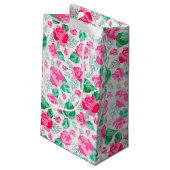 ピンク グリーン ローズ ペタル フラワーズ ガーデン ウェディング スモールペーパーバッグ (裏面アングル)