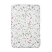 ピンク グリーン 水彩画 野の花 バスマット (正面縦)