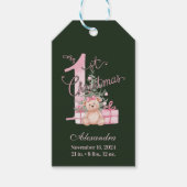 ピンク グリーン 赤ちゃんの最初のクリスマス ギフトタグ (正面)