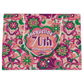 ピンク グルービー サイケデリック 60年代 70年代 花 誕生日 ラージペーパーバッグ (正面)