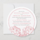 ピンク&グレーかわいらし牡丹フローラブライダルシャワー 招待状 (正面)