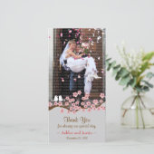 ピンク&グレーさくらんぼブロッサム春の結婚式 サンキューカード (スタンド正面)