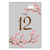 ピンク&グレーさくらんぼブロッサム春の結婚式 テーブルナンバー (裏面)