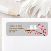 ピンク&グレーさくらんぼブロッサム春の結婚式 ラベル (インサイチュ)