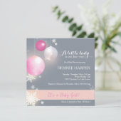 ピンク&グレーのクリスマスベビーガールシャワー 招待状 (スタンド正面)