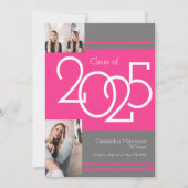 ピンク・グレーの学校のカラー卒業発表 招待状 (正面)