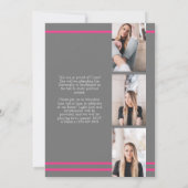 ピンク・グレーの学校のカラー卒業発表 招待状 (裏面)