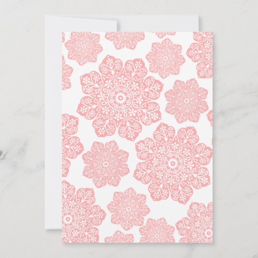 ピンク&グレーろうけつ染めフラワーブライダルシャワー招待 招待状 (裏面)