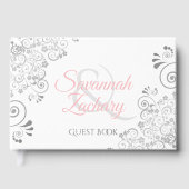 ピンク&グレーエレガントウェディングゲストブック ゲストブック (正面)