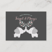 ピンク&グレーエレファントベビーシャワーギフトレジストリ エンクロージャーカード (正面)