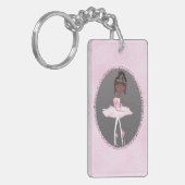 ピンク&グレーオートクチュールダークスキンバレリーナガールズ キーホルダー (正面左)