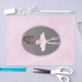 ピンク&グレーオートクチュールダークバレリーナバースデーパーティー 薄葉紙 (クラフト)