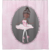 ピンク&グレーオートクチュールバレリナダークエスニックシック シャワーカーテン (正面)