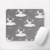 ピンク&グレーオートクチュールバレリーナガールズお洒落キュート マウスパッド (マウス)