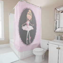 ピンク&グレーオートクチュールバレリーナガールズシお洒落ック シャワーカーテン