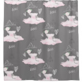 ピンク&グレーオートクチュールバレリーナガールズシお洒落ック シャワーカーテン (正面)