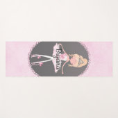 ピンク&グレーオートクチュールバレリーナガールズパーソナライズされた ヨガマット (正面(横))