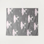 ピンク&グレーオートクチュールバレリーナガールズベッドルーム タペストリー (正面(横))