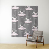 ピンク&グレーオートクチュールバレリーナガールズベッドルーム タペストリー (インサイチュ)