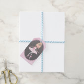 ピンク&グレーオートクチュールバレリーナバースデーパーティー ギフトタグ (より糸付き)