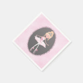 ピンク&グレーオートクチュールバレリーナバースデーパーティー スタンダードカクテルナプキン (角)