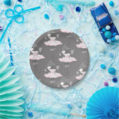 ピンク&グレーオートクチュールバレリーナバースデーパーティー ペーパープレート (パーティー)