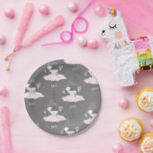 ピンク&グレーオートクチュールバレリーナバースデーパーティー ペーパープレート (パーティー)