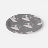 ピンク&グレーオートクチュールバレリーナバースデーパーティー ペーパープレート (アングル)