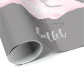 ピンク&グレーオートクチュールバレリーナバースデーパーティー ラッピングペーパー (ロールコーナー)