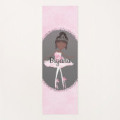 ピンク&グレーオートクチュールバレリーナパーソナライズされた ヨガマット (正面)