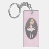 ピンク&グレーオートクチュールライトスキンバレリーナガールズ キーホルダー (正面左)