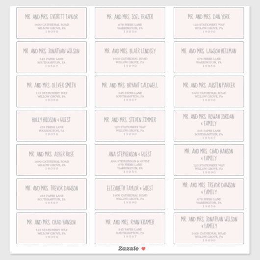 ピンク&グレーガールベビーシャワーゲスト住所 シール (シート)