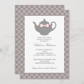 ピンク+グレークローバーズテ結婚ィー招待状 招待状 (正面/裏面)