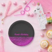 ピンク&グレーグラムセクモダンシンシックパーティー ペーパープレート (パーティー)