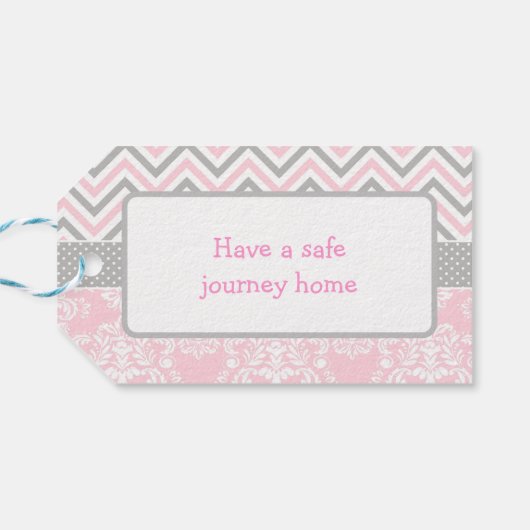 ピンク&グレーシェブロンバレリーナサンキューギフトラベル ギフトタグ (裏面横)