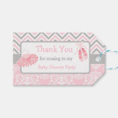 ピンク&グレーシェブロンバレリーナサンキューギフトラベル ギフトタグ (正面(横))