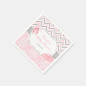 ピンク&グレーシェブロンバレリーナベビーシャワー スタンダードカクテルナプキン (角)