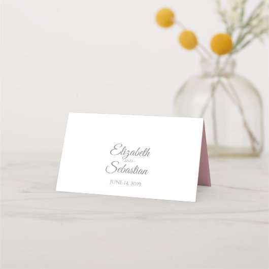 ピンク&グレーシンプルエレガントな結婚式座席表 プレイスカード (裏面)