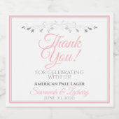 ピンク&グレーシンプルエレガントな結婚式 ビールラベル (シングルラベル)