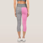 ピンク&グレースクエアヨガパンツカプリレギンス カプリレギンス (裏面)