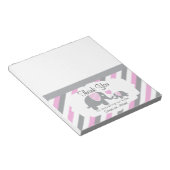 ピンク&グレーストライプゾウ |キャンディトッパー ノートパッド (アングル)