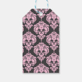 ピンク&グレーダマスクヴィンテージウェディングイベントのお願い ギフトタグ (裏面)