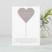ピンク&グレーツインハートバルーン結婚式招待状 招待状 (スタンド正面)