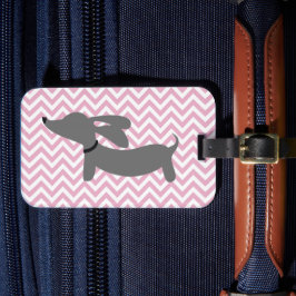 ピンク&グレードキシーウィーナードッグラゲージズバッグラベル ラゲッジタグ