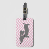 ピンク&グレードキシーウィーナードッグラゲージズバッグラベル ラゲッジタグ (正面縦)