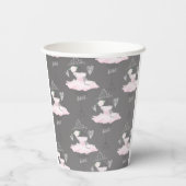 ピンク&グレーバレエバレエバレリナツツプリンセスパーティー 紙コップ (裏面)