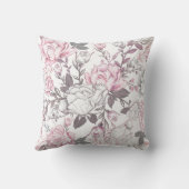 ピンク&グレーフローラ子供部屋枕 クッション (裏面)