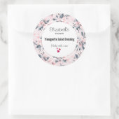 ピンク&グレーフローラ水彩パターンキッチン ラウンドシール (バッグ)