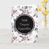 ピンク&グレーフローラ水彩パターン悔やみや弔慰 カード (黄色い花)